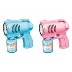 Pištolj za sapunicu roze ili plavi – plavi i roze plastični električni pištolj za sapunice sa Bubbles natpisom i bočicama sapunice na dnu