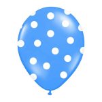 Plavi latex balon sa belim tufnama 28cm napunjen helijumom