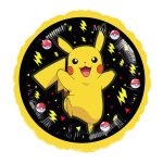 Pokemon crni balon okrugli sa Pikačuom munjama i Pokeball motivima