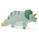 Pozivnice Triceratops 3D 6 kom – 3D pozivnica u obliku sage zelenog triceratopsa sa zlatnim rogovima i repom