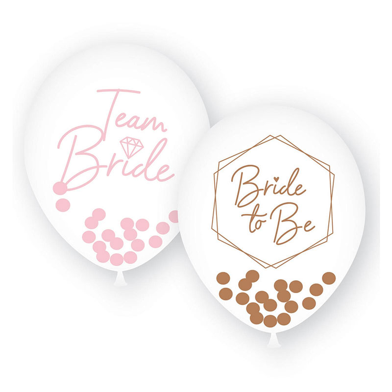 Set od 6 providnih balona sa konfetama Bride to Be i Team Bride 28cm