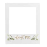Ram za slikanje Almost Mrs greenery – veliki beli foto ram sa zlatnim cursive almost mrs i zelenim eukaliptusom na donjem delu