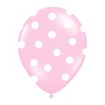 Roze sa belim tufnama latex balon 28cm latex balon sa helijumom
