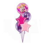 Skaj chrome buket balona sa roze zvezdama i ljubičastim chrome balonima