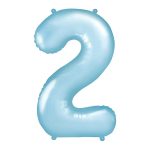 Svetlo plavi balon broj 2 sa helijumom – baby blue saten folija balon, 102cm
