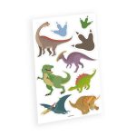 Tetovaže dinosaurus realne 9 kom – tabela privremenih tetovaža sa T-Rex, triceratops, pterodaktil i dino stopama