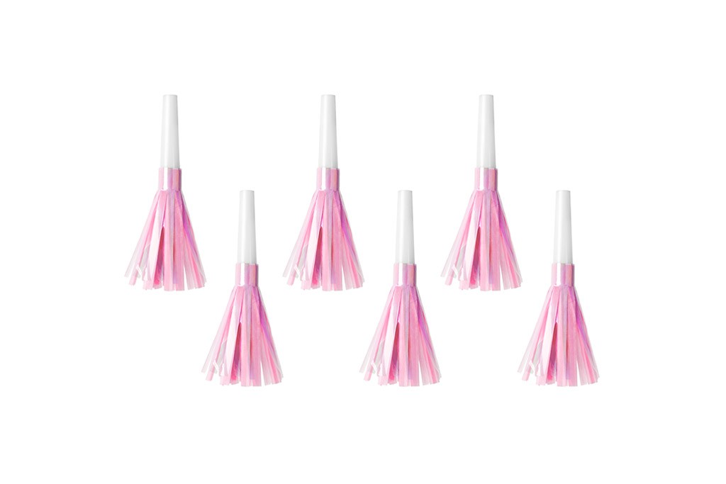 Trubice bebi roze 6 kom – šest belih trubica sa bebi roze resama