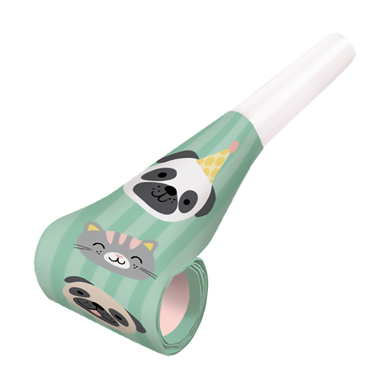 Trubice mops i maca mint 8 kom – mint prugasta trubica sa mopsom u party kapi i sivom macom