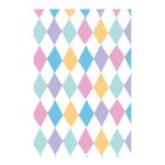 Ukrasni papir pastel harlekin šareni – beli papir sa pastel romboidima u roze, plavoj, ljubičastoj, mint, lila i žutoj