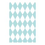 Ukrasni papir tirkiz bele romboide – pastel tirkiz papir sa ravnomerno raspoređenim belim dijagonalnim romboidima u harlekin pattern-u