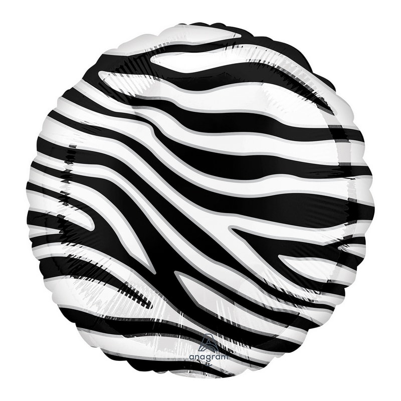 Zebra print okrugli balon sa crno-belim prugama